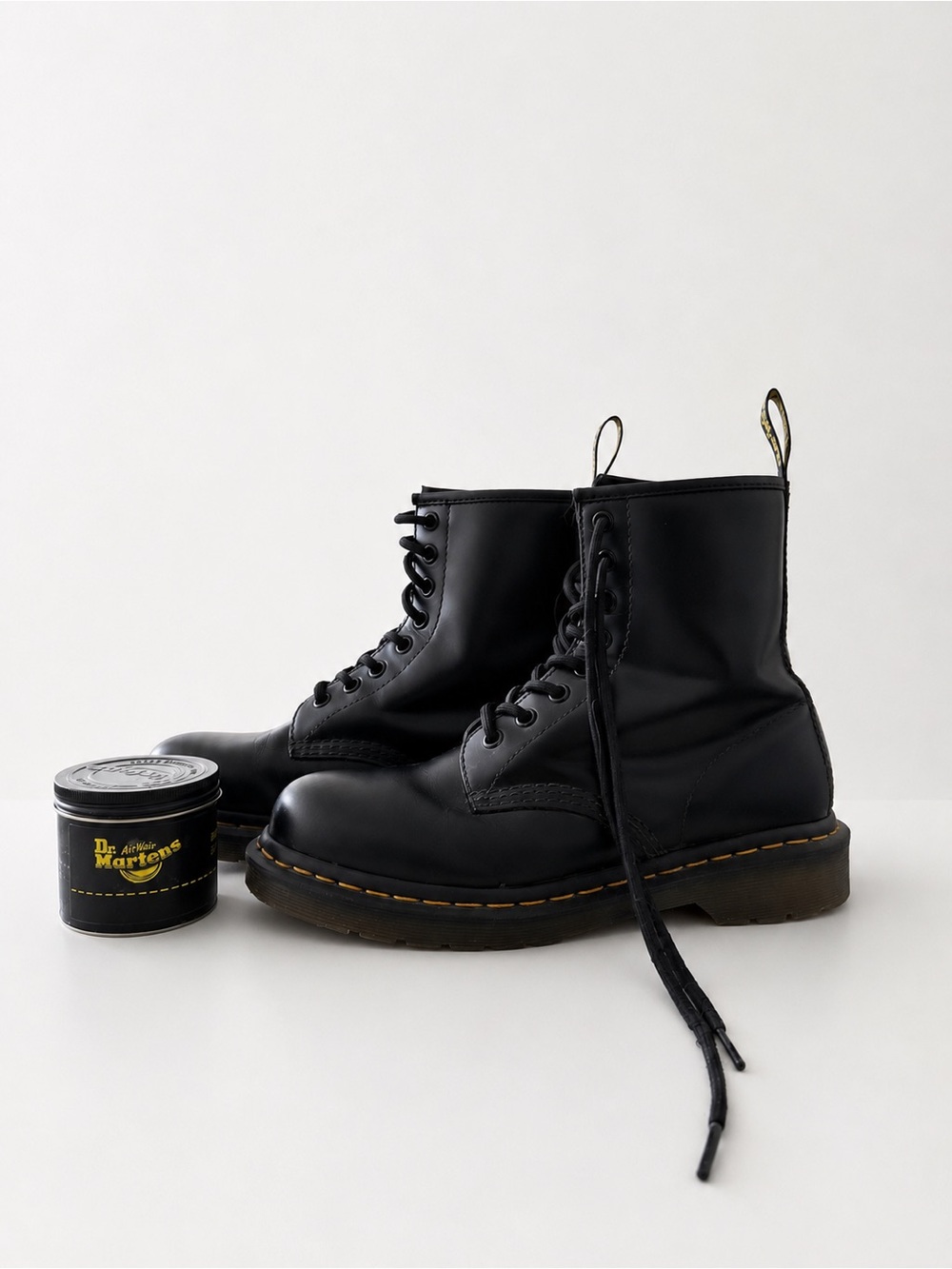 Dr. Martens Black Leather 8-Eye Lace-Up Boots